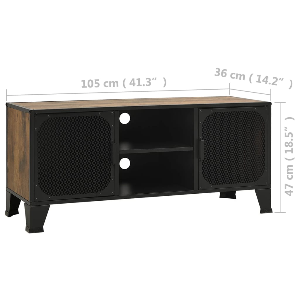 TV-Schrank Rustikales Braun 105x36x47 cm Metall und MDF - Pazzar.ch