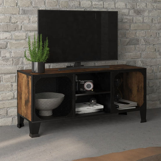 TV-Schrank Rustikales Braun 105x36x47 cm Metall und MDF - Pazzar.ch