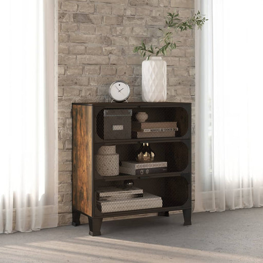 Aufbewahrungsschrank Rustikal Braun 72x36x82 cm Metall und MDF - Pazzar.ch