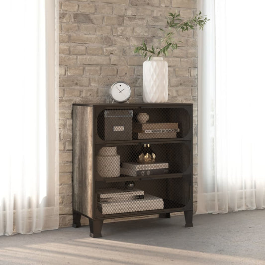 Aufbewahrungsschrank Grau 72x36x82 cm Metall und MDF - Pazzar.ch