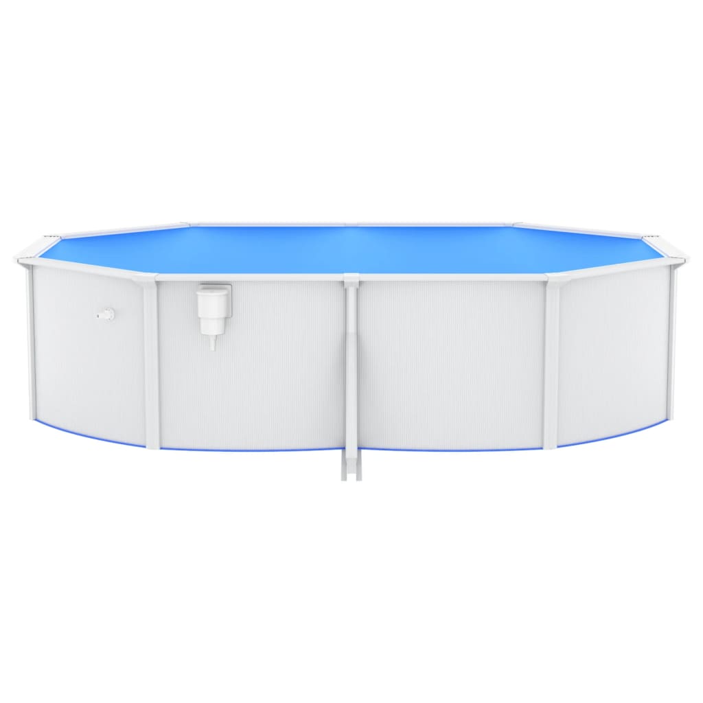 Pool mit Stahlwand Oval 490x360x120 cm Weiß