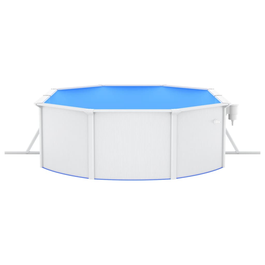Pool mit Stahlwand Oval 490x360x120 cm Weiß - Pazzar.ch