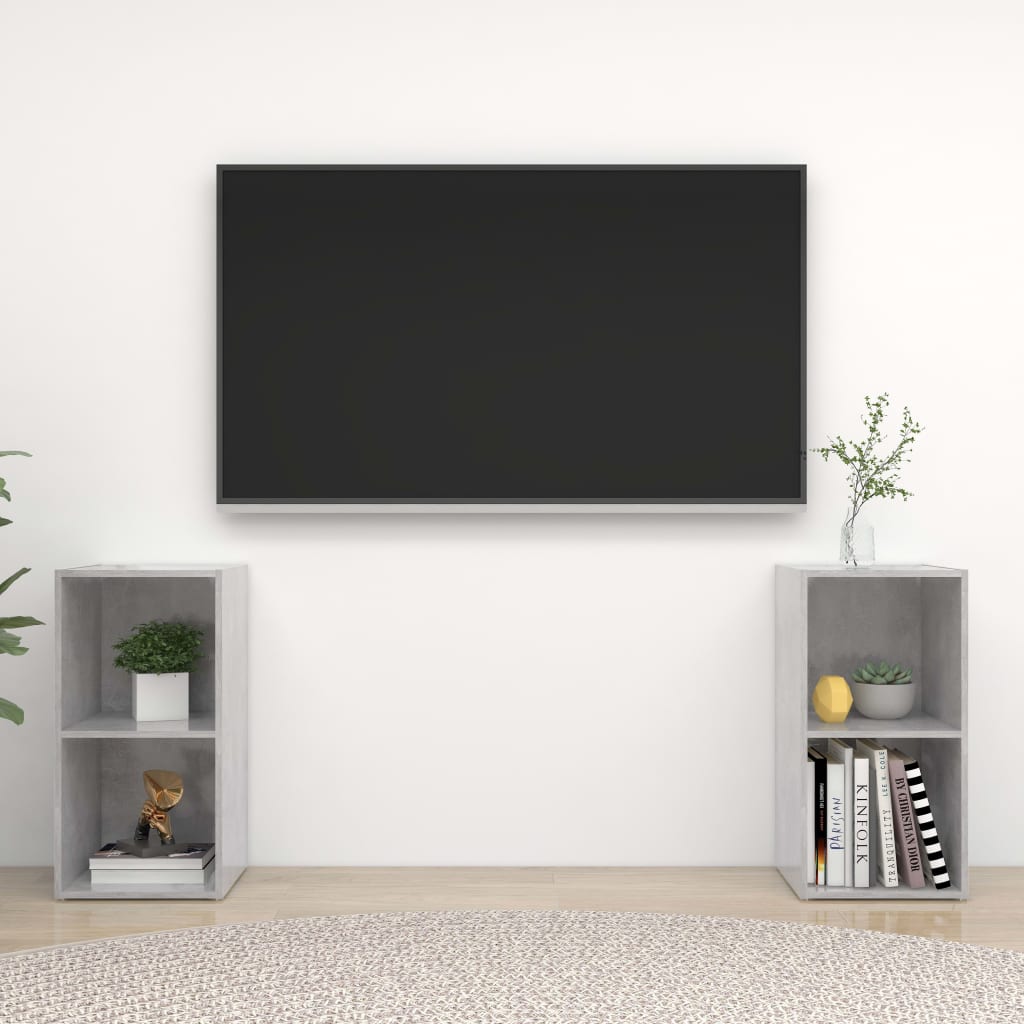 TV-Schränke 2 Stk. Betongrau 72x35x36,5 cm Holzwerkstoff - Pazzar.ch
