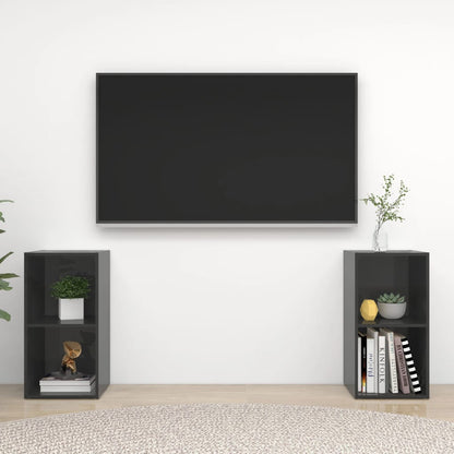 TV-Schränke 2 Stk. Hochglanz-Grau 72x35x36,5 cm Holzwerkstoff - Pazzar.ch
