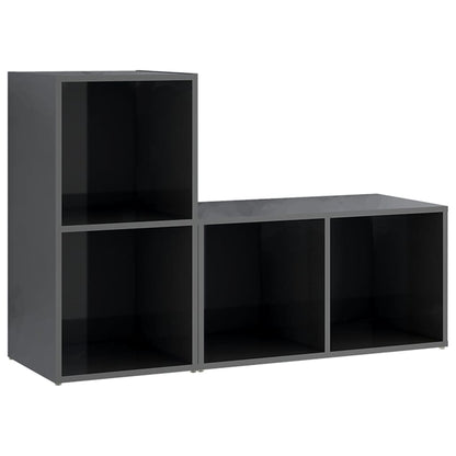TV-Schränke 2 Stk. Hochglanz-Grau 72x35x36,5 cm Holzwerkstoff - Pazzar.ch