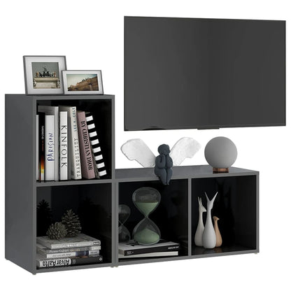 TV-Schränke 2 Stk. Hochglanz-Grau 72x35x36,5 cm Holzwerkstoff - Pazzar.ch