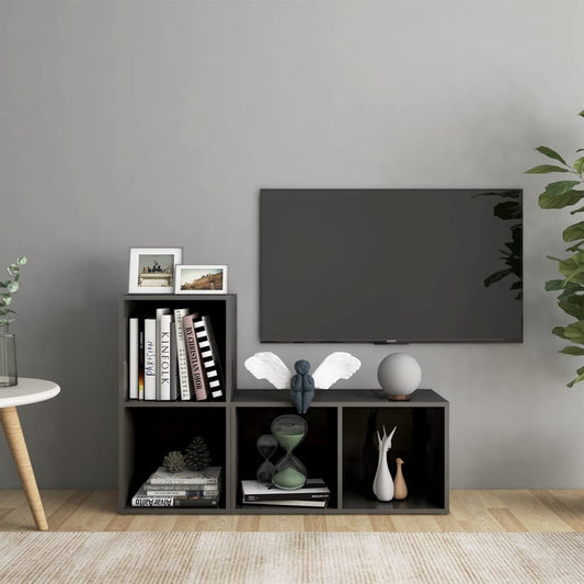 TV-Schränke 2 Stk. Hochglanz-Grau 72x35x36,5 cm Holzwerkstoff - Pazzar.ch