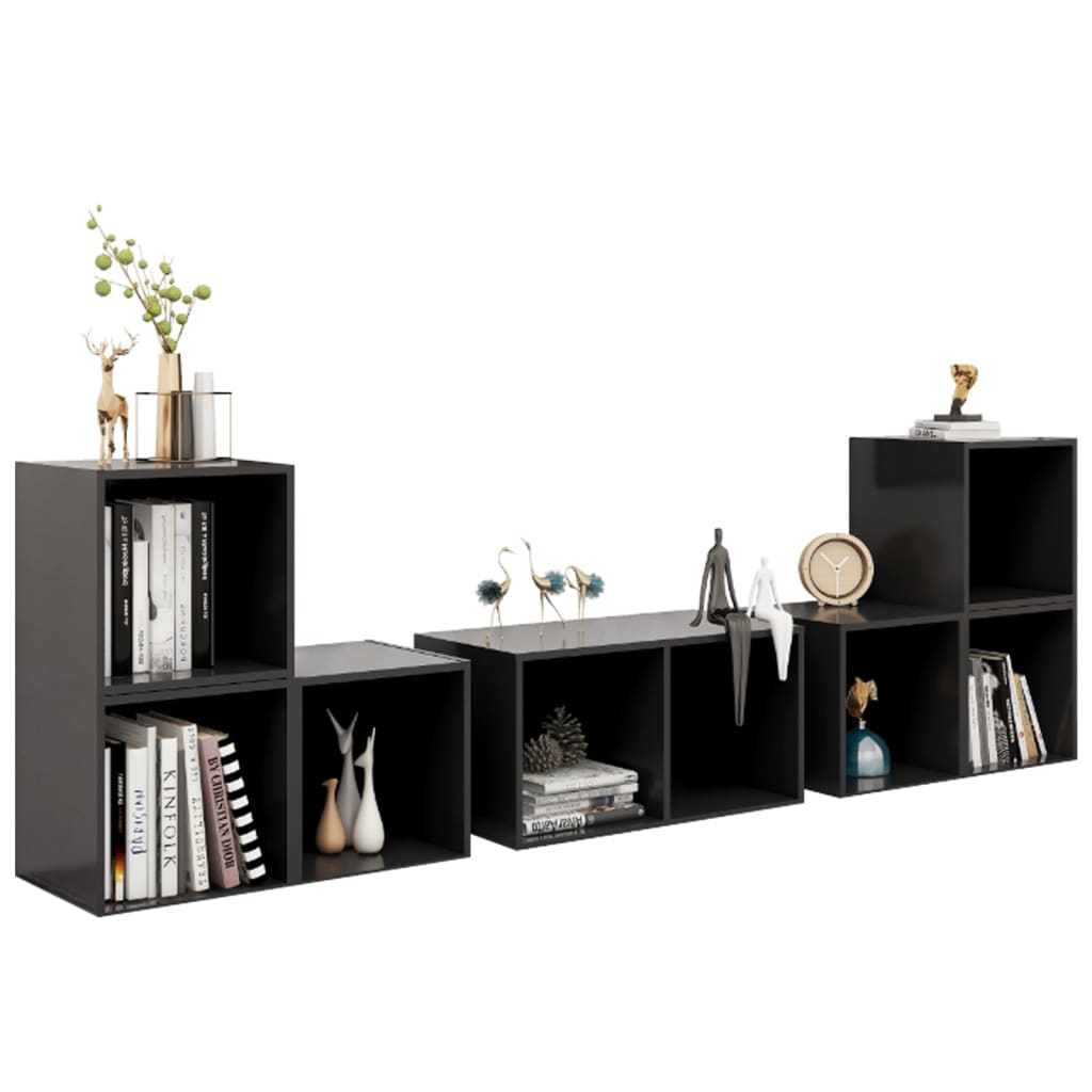 6-tlg. TV-Schrank-Set Hochglanz-Grau Holzwerkstoff - Pazzar.ch