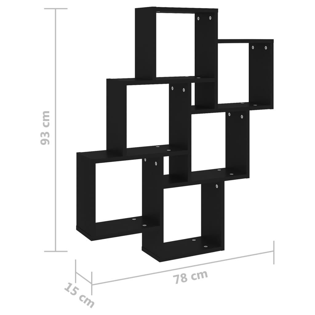 Würfelregal Schwarz 78x15x93 cm Holzwerkstoff - Pazzar.ch