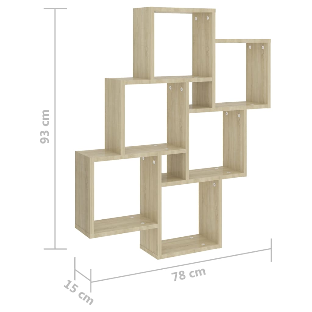 Würfelregal Sonoma-Eiche 78x15x93 cm Holzwerkstoff - Pazzar.ch