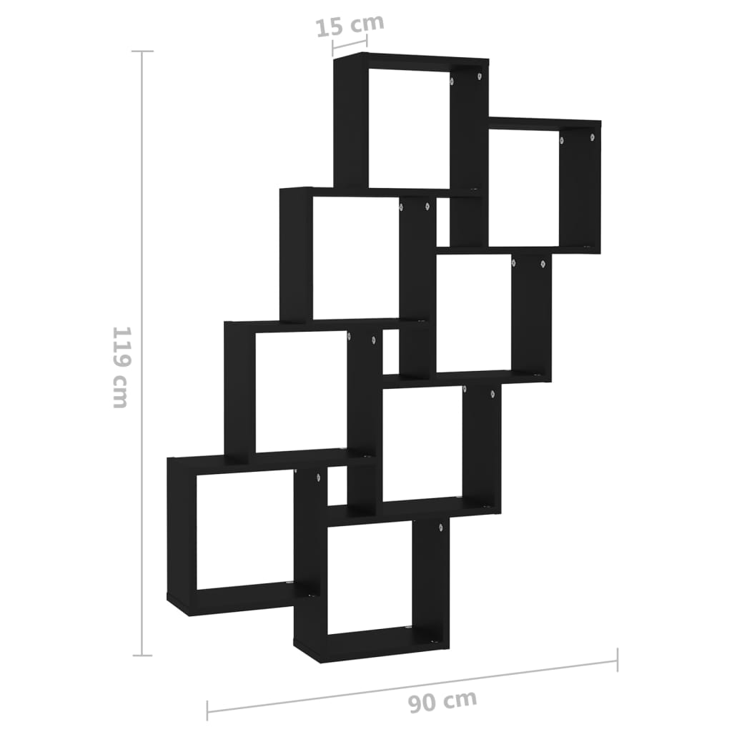 Würfelregal Schwarz 90x15x119 cm Holzwerkstoff - Pazzar.ch