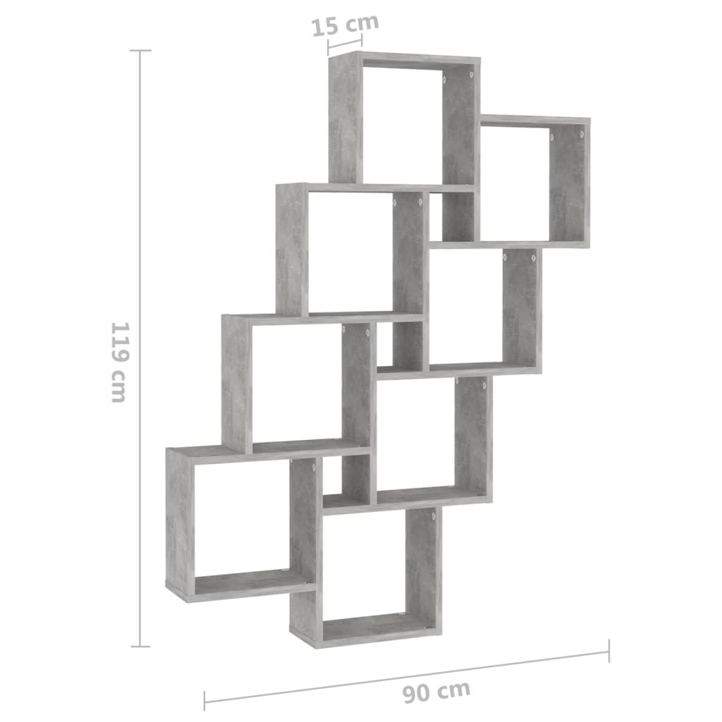 Würfelregal Betongrau 90x15x119 cm Holzwerkstoff - Pazzar.ch