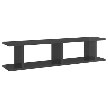 Wandregale 2 Stk. Hochglanz-Grau 90x18x20 cm Holzwerkstoff - Pazzar.ch