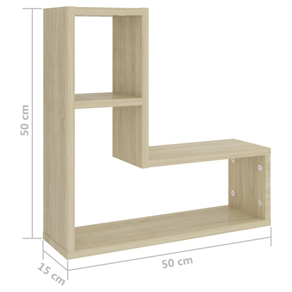 Wandregale 2 Stk. Sonoma-Eiche 50x15x50 cm Holzwerkstoff - Pazzar.ch