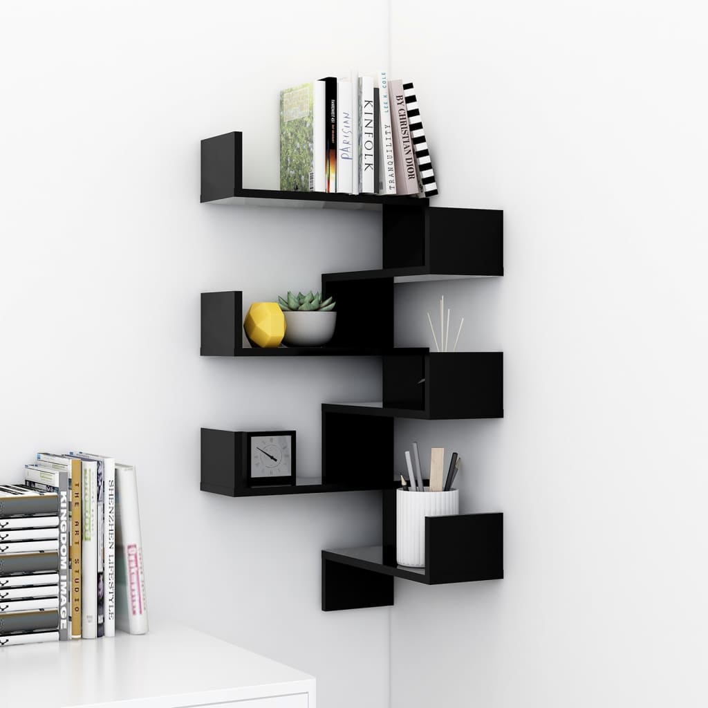Wand-Eckregale 2 Stk. Schwarz 40x40x50 cm Holzwerkstoff - Pazzar.ch