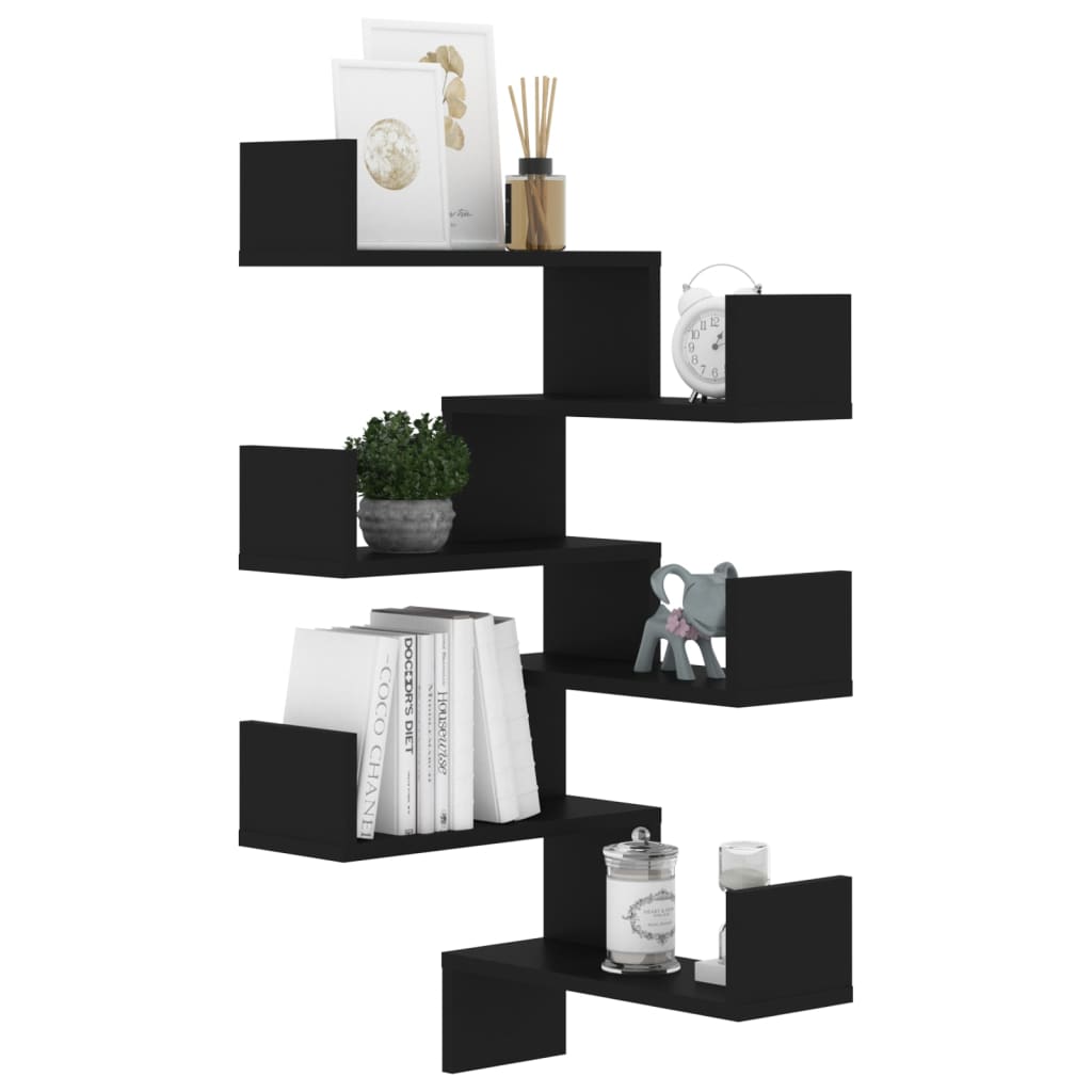 Wand-Eckregale 2 Stk. Schwarz 40x40x50 cm Holzwerkstoff - Pazzar.ch