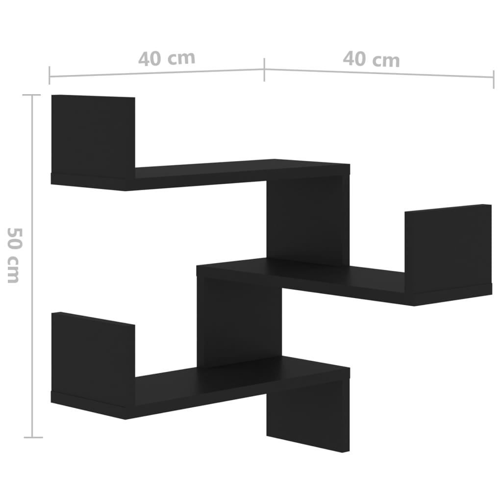 Wand-Eckregale 2 Stk. Schwarz 40x40x50 cm Holzwerkstoff - Pazzar.ch