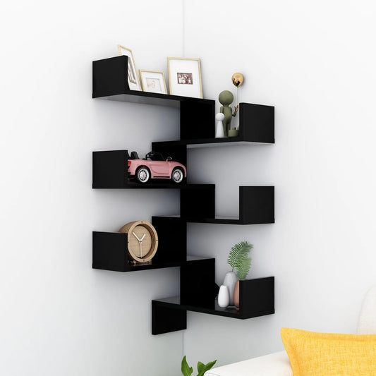 Wand-Eckregale 2 Stk. Schwarz 40x40x50 cm Holzwerkstoff - Pazzar.ch