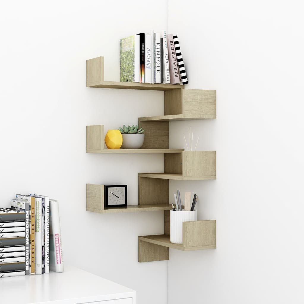 Wand-Eckregale 2 Stk. Sonoma-Eiche 40x40x50 cm Holzwerkstoff - Pazzar.ch