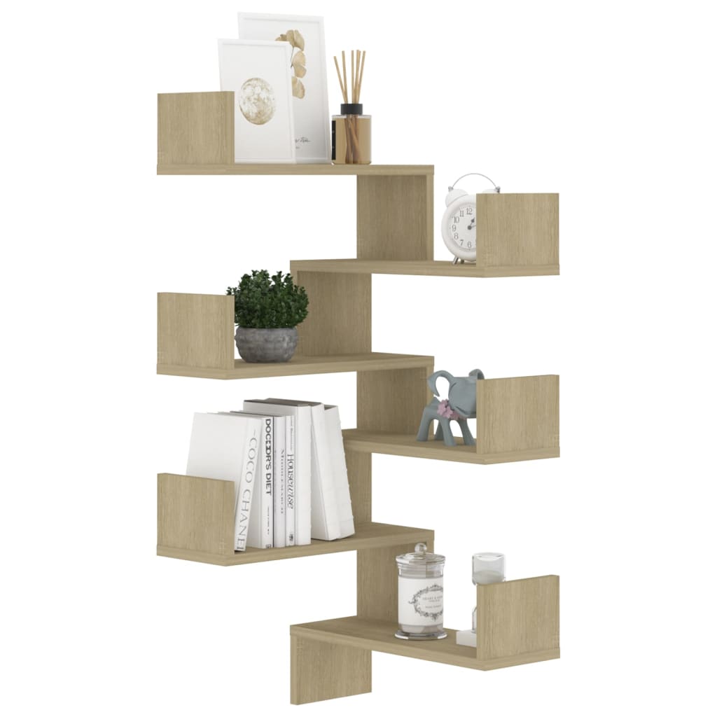 Wand-Eckregale 2 Stk. Sonoma-Eiche 40x40x50 cm Holzwerkstoff - Pazzar.ch