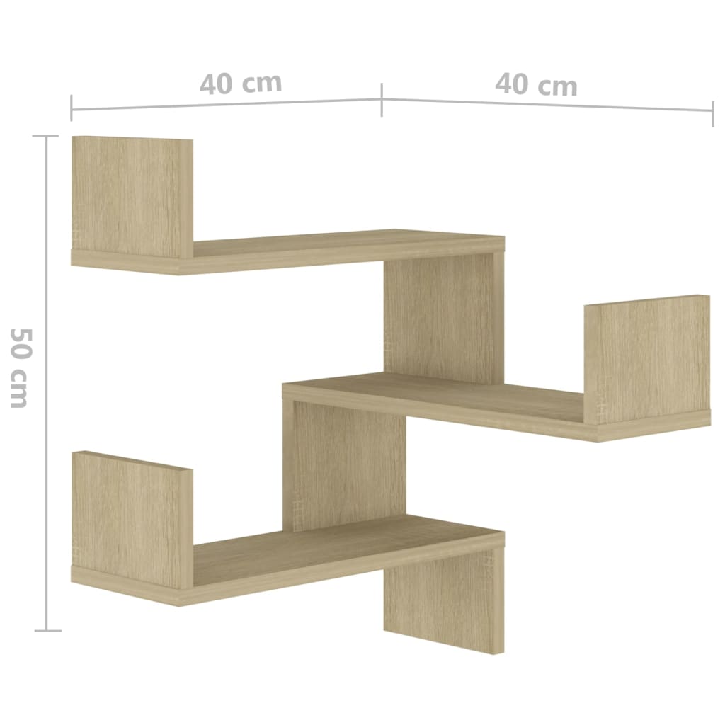 Wand-Eckregale 2 Stk. Sonoma-Eiche 40x40x50 cm Holzwerkstoff - Pazzar.ch