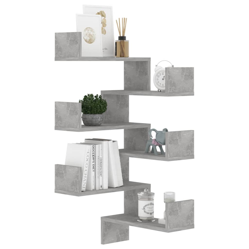 Wand-Eckregale 2 Stk. Betongrau 40x40x50 cm Holzwerkstoff - Pazzar.ch