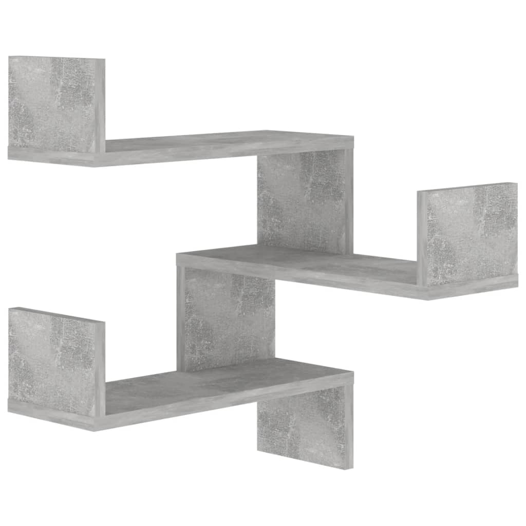 Wand-Eckregale 2 Stk. Betongrau 40x40x50 cm Holzwerkstoff - Pazzar.ch