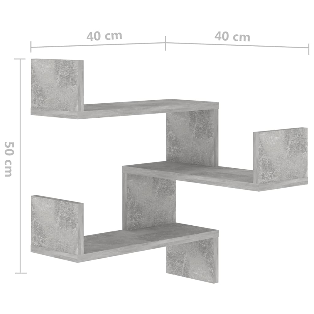 Wand-Eckregale 2 Stk. Betongrau 40x40x50 cm Holzwerkstoff - Pazzar.ch