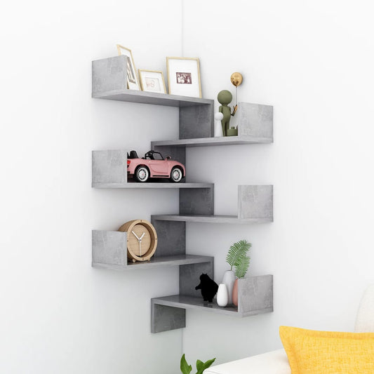 Wand-Eckregale 2 Stk. Betongrau 40x40x50 cm Holzwerkstoff - Pazzar.ch