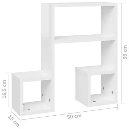 Wandregale 2 Stk. Hochglanz-Weiß 50x15x50 cm Holzwerkstoff - Pazzar.ch