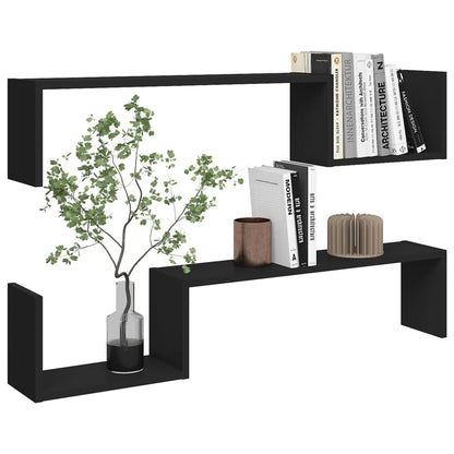 Wandregale 2 Stk. Schwarz 100x15x20 cm Holzwerkstoff - Pazzar.ch
