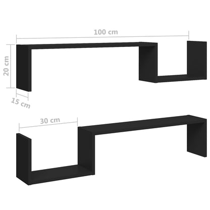 Wandregale 2 Stk. Schwarz 100x15x20 cm Holzwerkstoff - Pazzar.ch