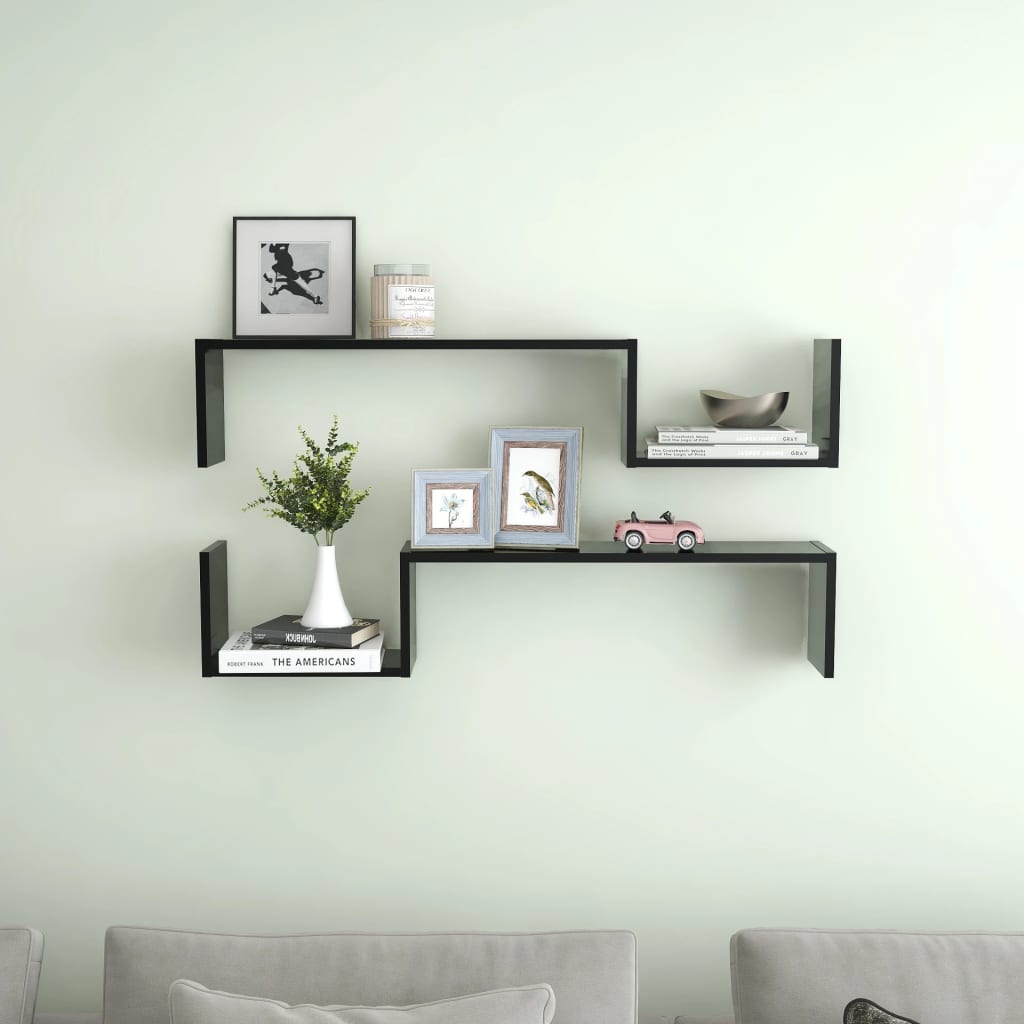 Wandregale 2 Stk. Schwarz 100x15x20 cm Holzwerkstoff - Pazzar.ch