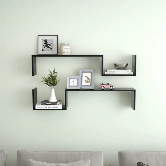 Wandregale 2 Stk. Schwarz 100x15x20 cm Holzwerkstoff - Pazzar.ch