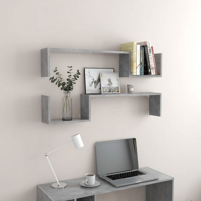 Wandregale 2 Stk. Betongrau 100x15x20 cm Holzwerkstoff - Pazzar.ch