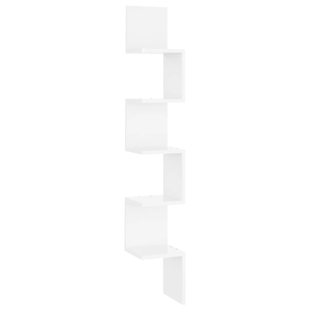 Wand-Eckregal Hochglanz-Weiß 20x20x127,5 cm Holzwerkstoff - Pazzar.ch