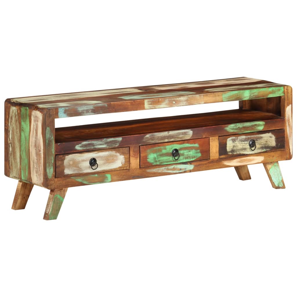 TV-Schrank Mehrfarbig 110x30x40 cm Altholz Massiv - Pazzar.ch