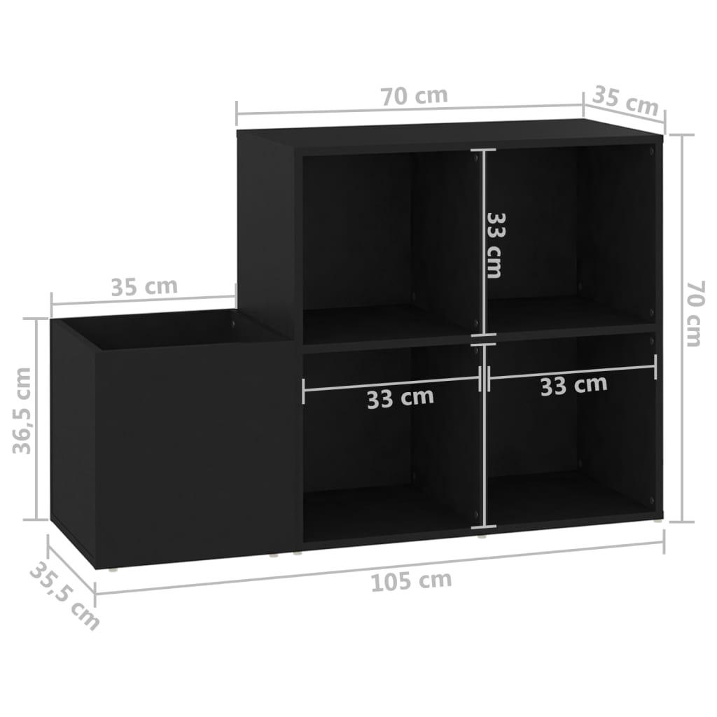 Flur-Schuhschrank Schwarz 105x35,5x70 cm Holzwerkstoff - Pazzar.ch