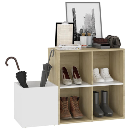 Flur-Schuhschrank Weiß Sonoma Eiche 105x35,5x70cm Holzwerkstoff - Pazzar.ch