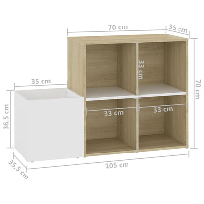 Flur-Schuhschrank Weiß Sonoma Eiche 105x35,5x70cm Holzwerkstoff - Pazzar.ch