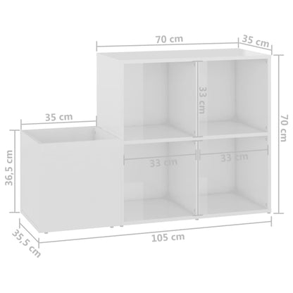 Flur-Schuhschrank Hochglanz-Weiß 105x35,5x70 cm Holzwerkstoff - Pazzar.ch
