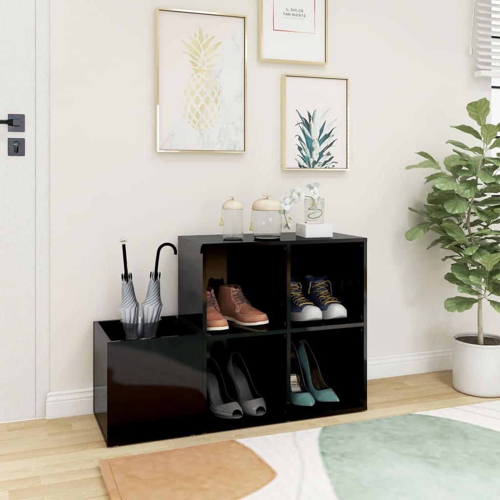 Flur-Schuhschrank Hochglanz-Schwarz 105x35,5x70cm Holzwerkstoff - Pazzar.ch
