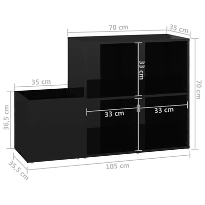 Flur-Schuhschrank Hochglanz-Schwarz 105x35,5x70cm Holzwerkstoff - Pazzar.ch