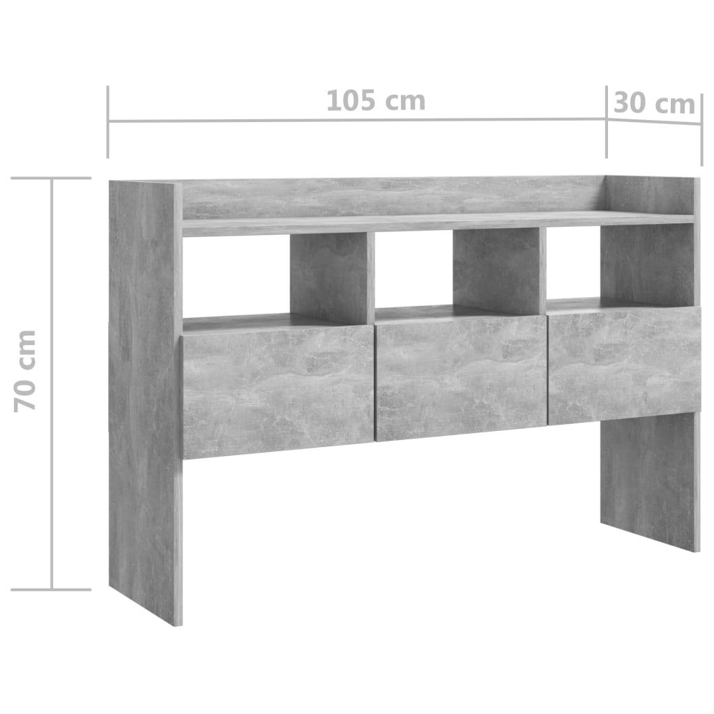 Sideboard Betongrau 105x30x70 cm Holzwerkstoff - Pazzar.ch