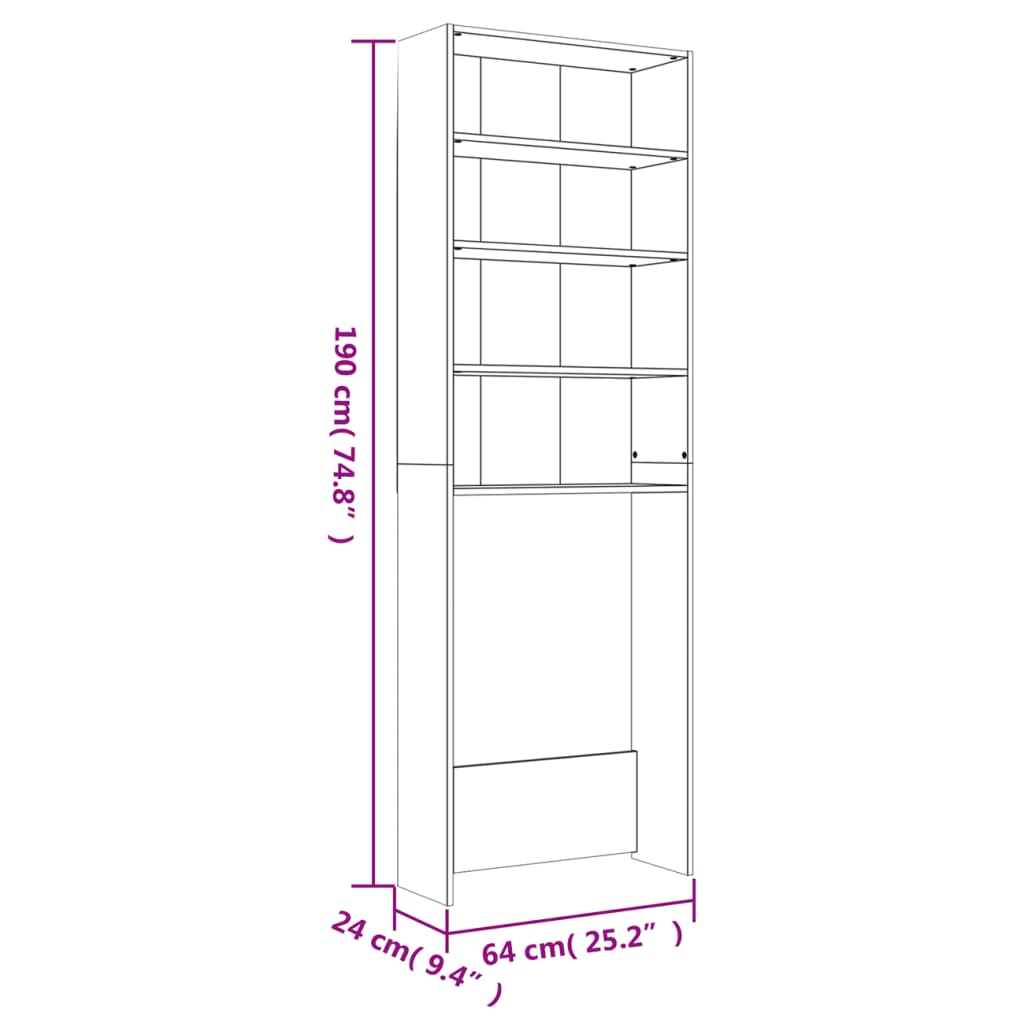Waschmaschinenschrank Betongrau 64x24x190 cm - Pazzar.ch