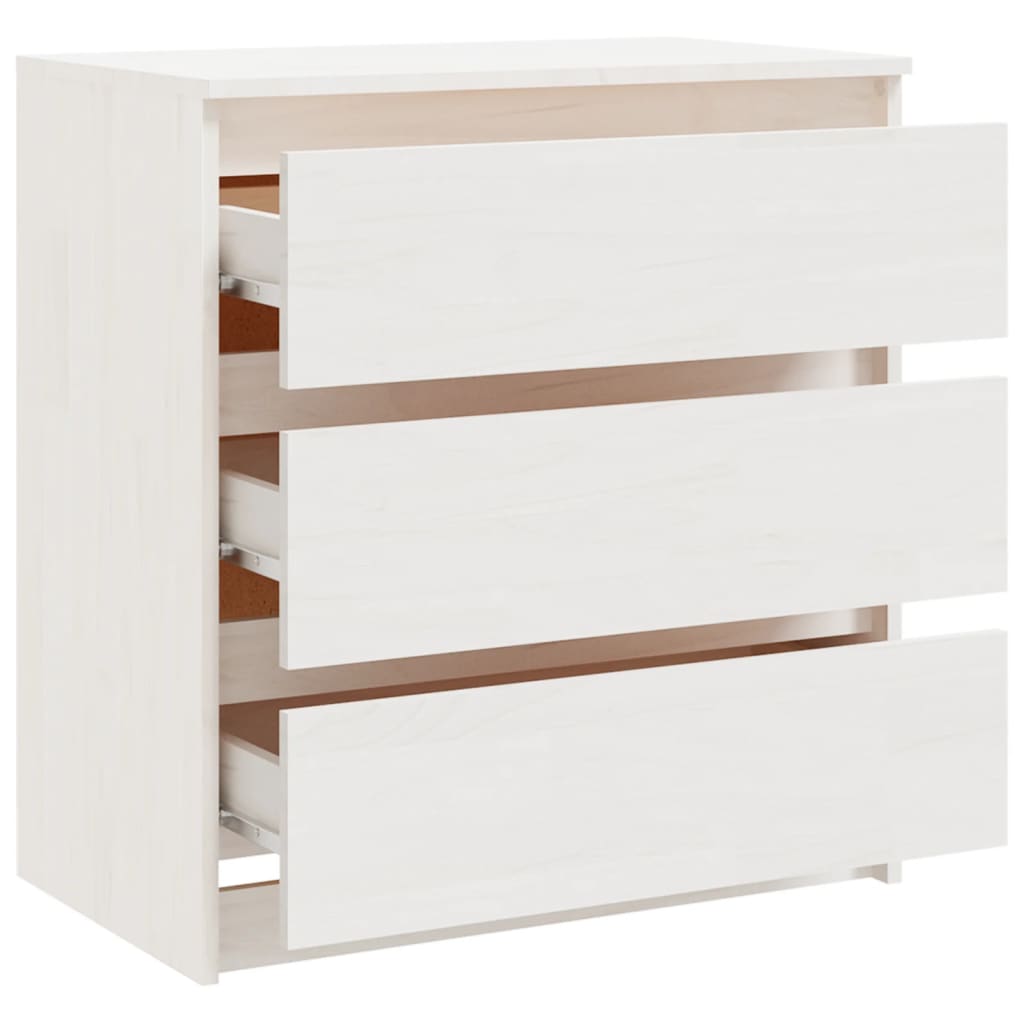 Nachtschrank Weiß 60x36x64 cm Massivholz Kiefer - Pazzar.ch