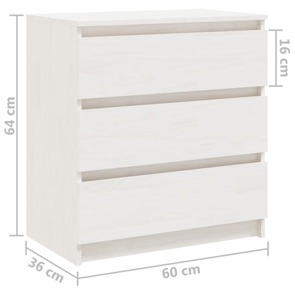 Nachtschrank Weiß 60x36x64 cm Massivholz Kiefer - Pazzar.ch
