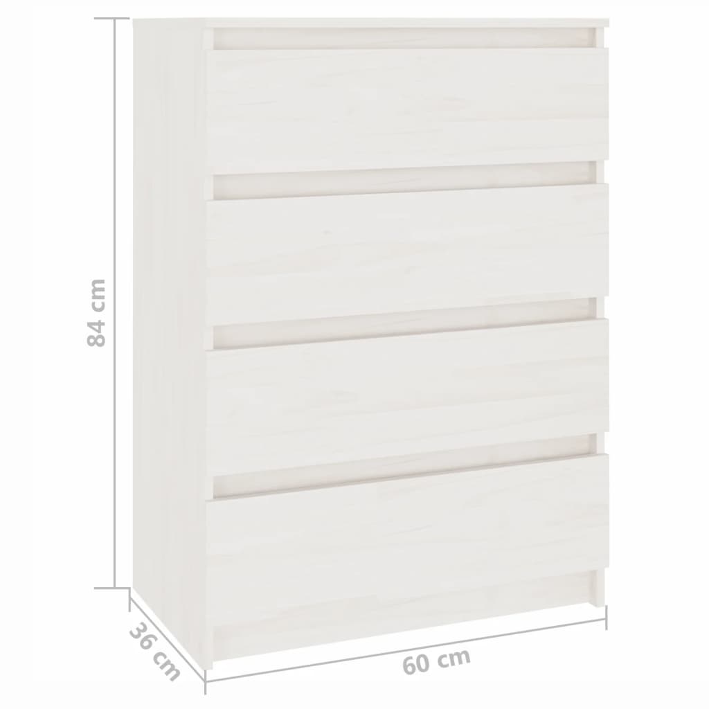 Beistellschrank Weiß 60x36x84 cm Massivholz Kiefer - Pazzar.ch