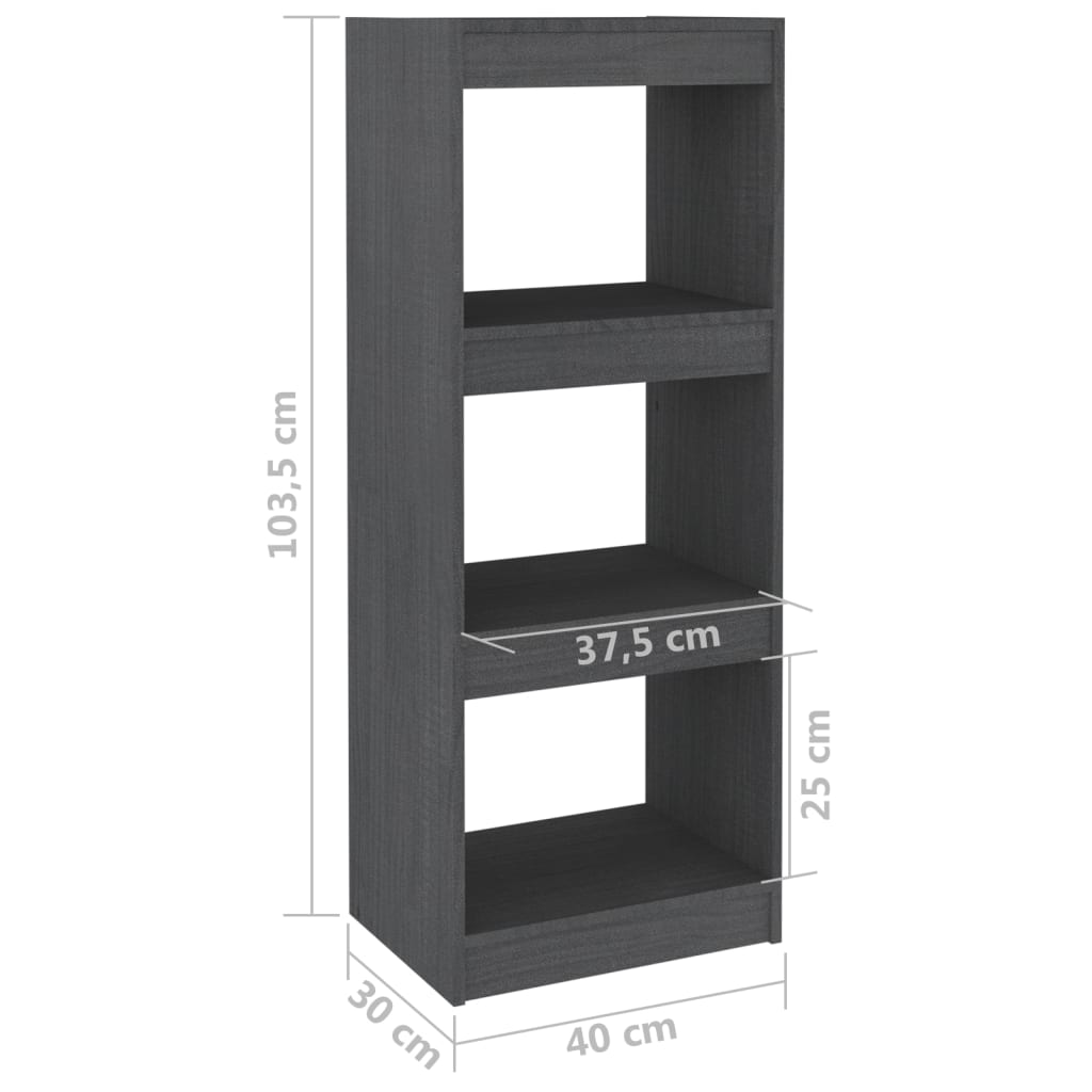 Bücherregal/Raumteiler Grau 40x30x103,5 cm Massivholz Kiefer - Pazzar.ch