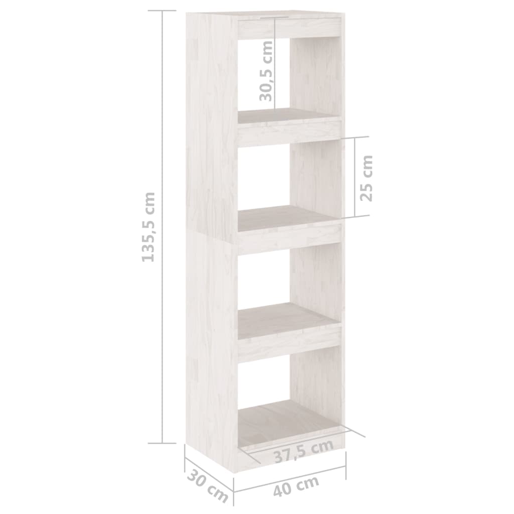 Bücherregal Raumteiler Weiß 40x30x135,5 cm Massivholz Kiefer - Pazzar.ch